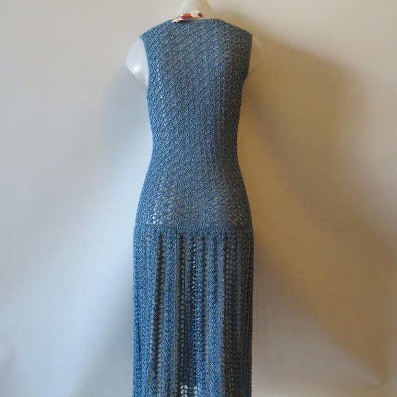 NWT MARMALADE BLUE METALLIC CROCHET MAXI DRESS XS* 🟢 - Picture 6 of 6